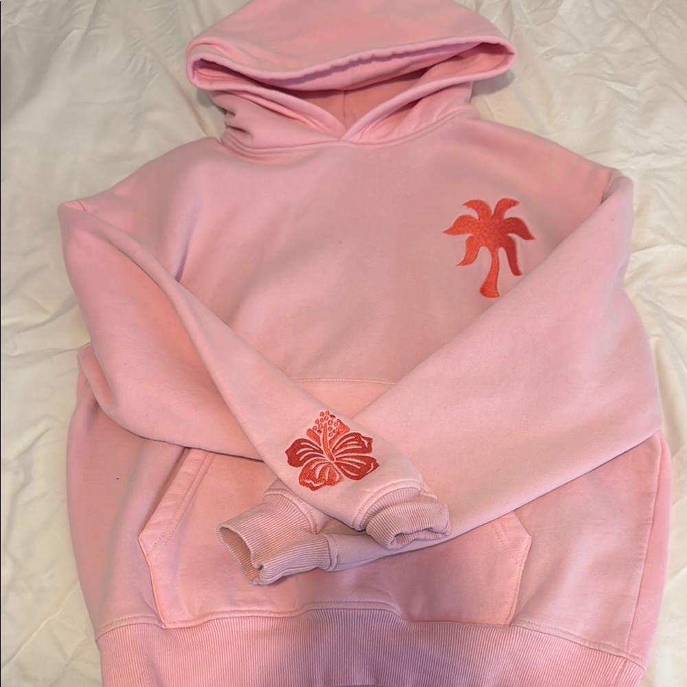 “Everthing Comes In Waves” hoodie in pink from Pink Palm Puff